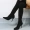 Womens Knitted Thigh High Boots, Pointed Toe Stretchy Slip On Stiletto Long Boots, Breathable Over The Knee Boots