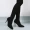 Womens Knitted Thigh High Boots, Pointed Toe Stretchy Slip On Stiletto Long Boots, Breathable Over The Knee Boots