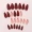 24pcs Matte Medium Almond Fake Nails, Red Press On Nails Golden Glitter Line Design, Fall Winter False Nails For Women Girls