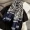 Navy Blue Letter Printed Scarf Thin Breathable Cotton Linen Shawl Elegant Style Windproof Sunscreen Head Wrap For Women
