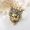 Retro Lion Head Inlaid Rhinestones Brooch Badge Pins For Men