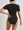 Colorblock Collared Bodysuit, Elegant Short Sleeve Skinny Bodysuit, Womens Clothing